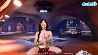 Princess Leia cosplayban élvezi a hatalmas cickós néger szépség játékát