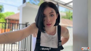 Kerek autószerelő tini cumizza keményen és kap arconlövés pov-ból